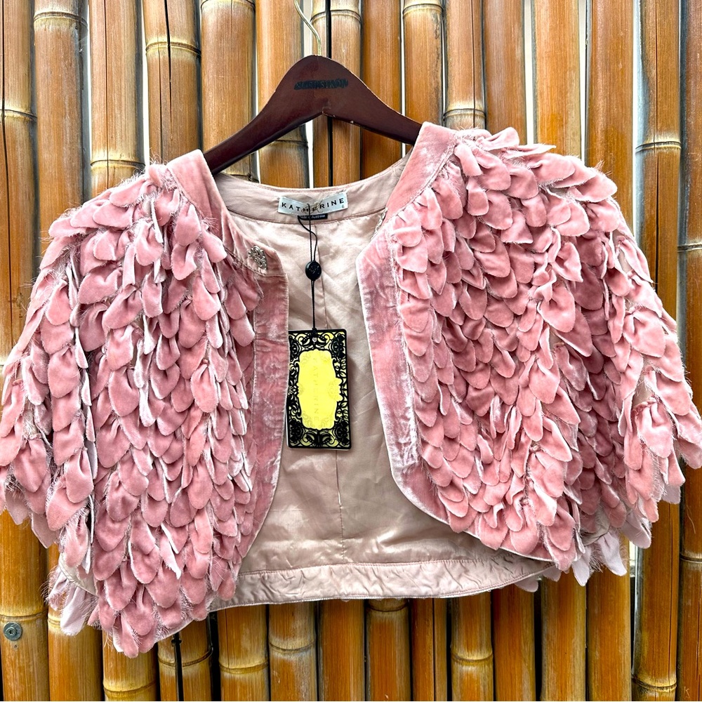 NWT Rose pink angel wings shoulder overthrow coat never worn Katherine brand.